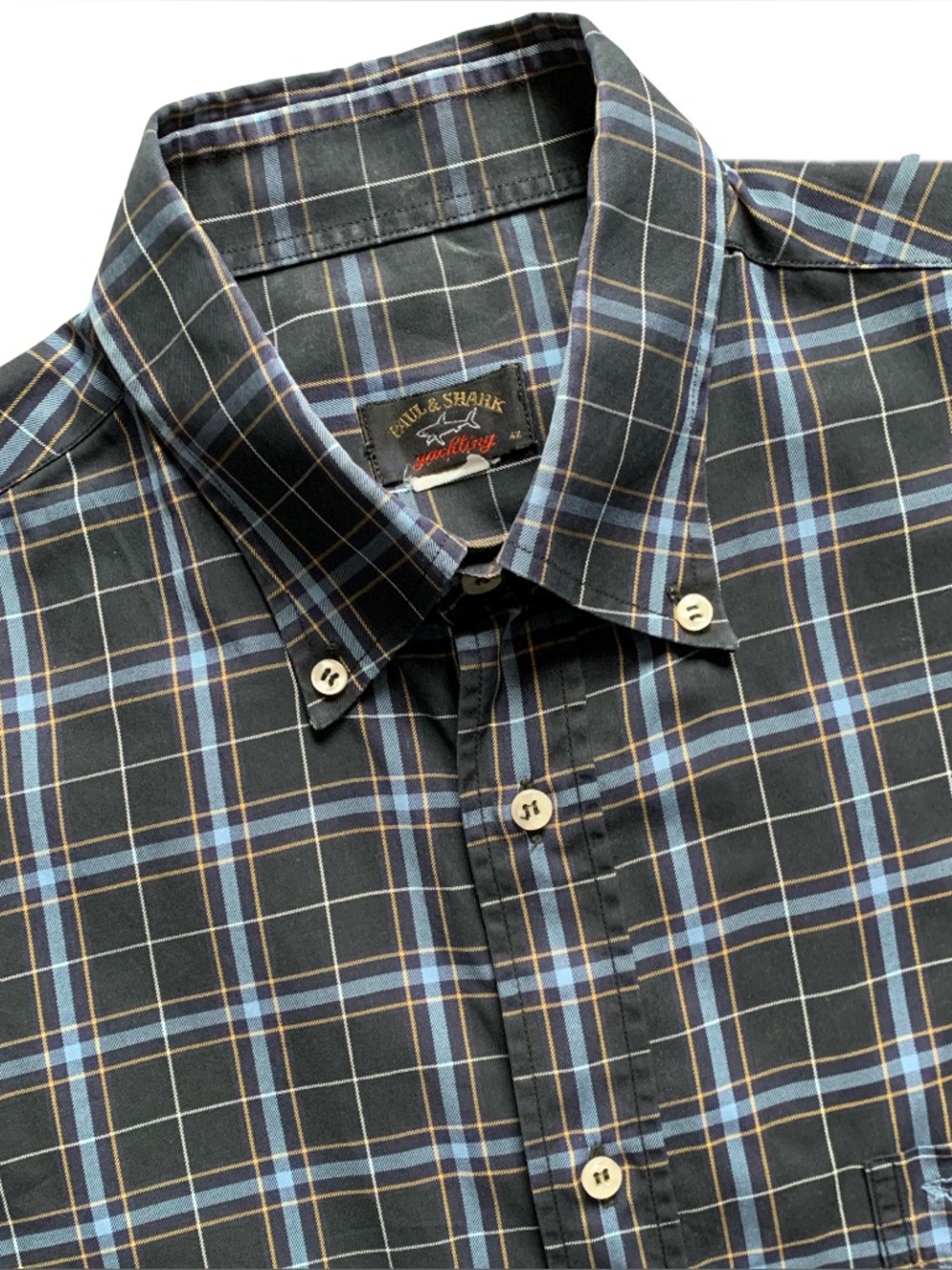 Paul & Shark Check Button Up Long Sleeve Shirt Size 16.5